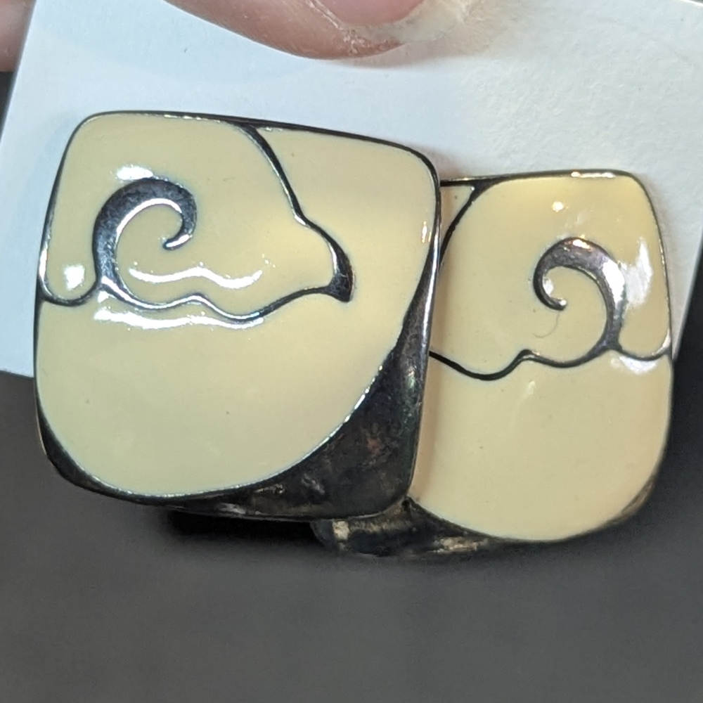3 for $20 Vintage enamel wind and cloud square earrings | pin back